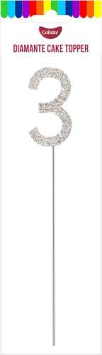 Diamante Small Silver Number - 3